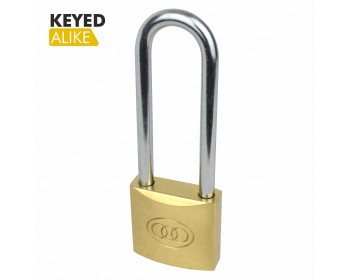 38mm Tri-Circle Long Shackled Keyed-Alike Brass Padlock